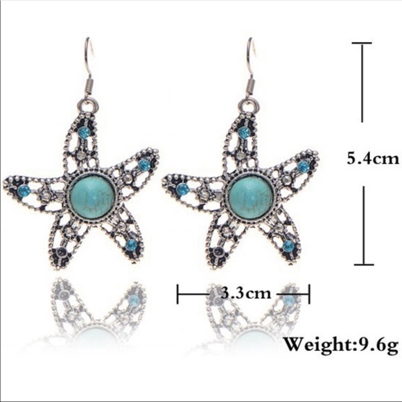 Turquoise starfish earrings - Picture 2 of 3